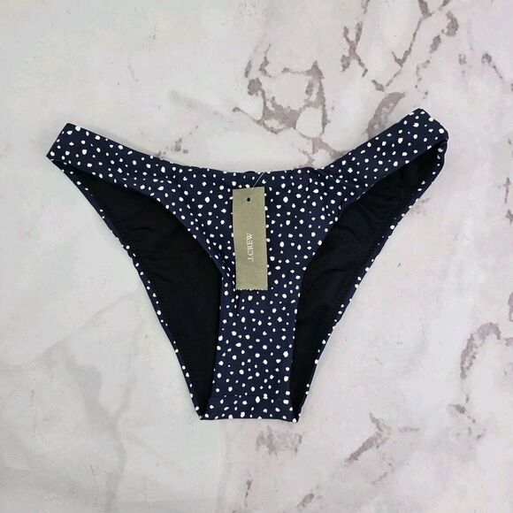J Crew Swim Bottom XXS 2XS Navy Hipster Bikini Low Rise Moderate Dot BH535 - Picture 1 of 10